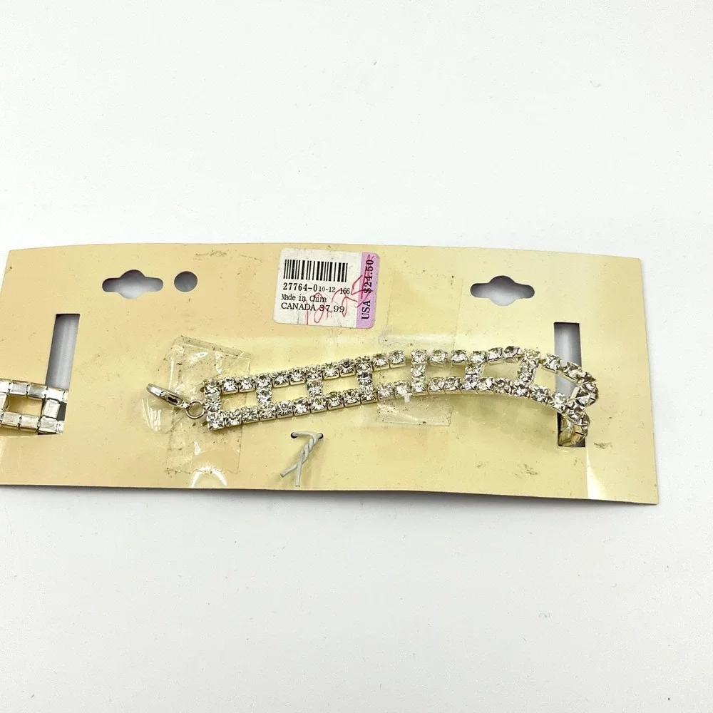 Claire's Silver Tone Austrian Crystal Geometric Ladder Bling Choker Necklace Y2K